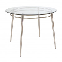 OSP Home Furnishings BRK437-NB Brooklyn Round Dining Table with Glass Bevel Edge